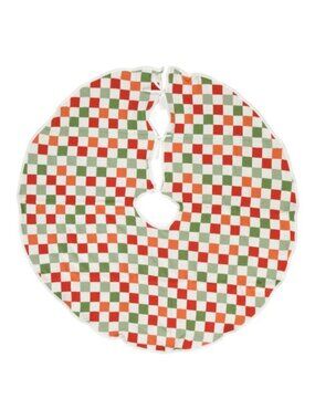 MDESIGN 52in Festive Checkered Jacquard Knit Christmas Tree Skirt NWT